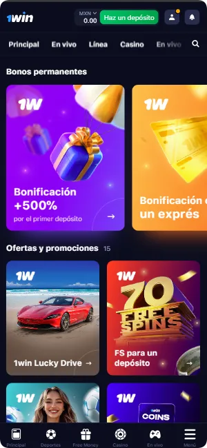 1Win página de bonificación 