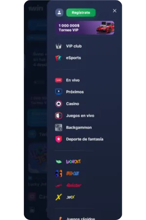 Menú navegación completo plataforma